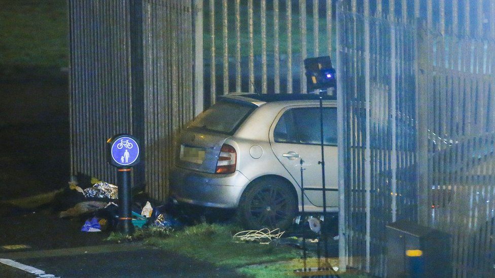 A car crashed into a fence following the incident