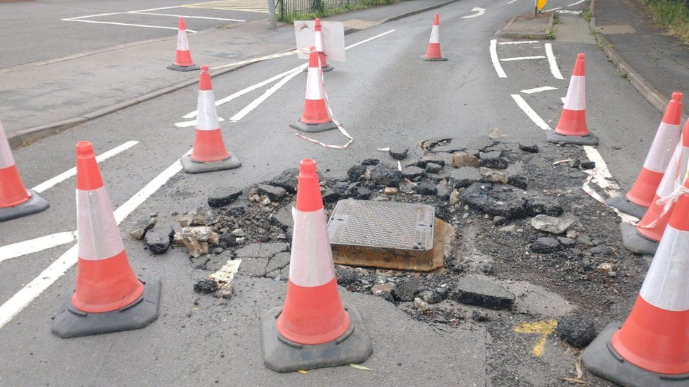 Damaged road in Fleckney