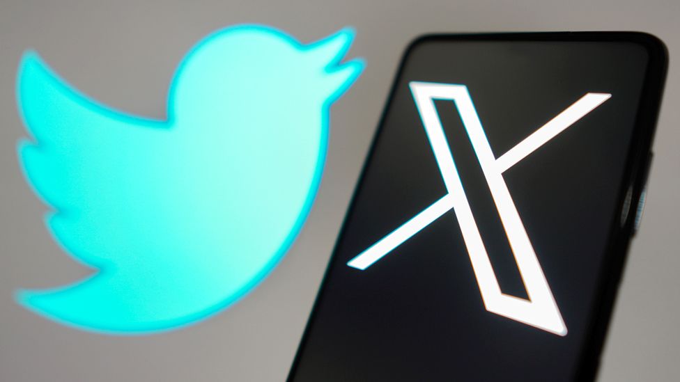 The Twitter logo and the X logo