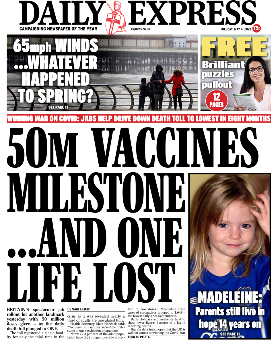 Daily Express front page