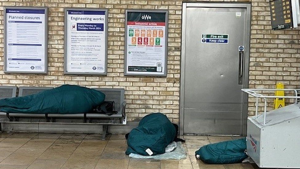 Rough sleepers at Paddington station