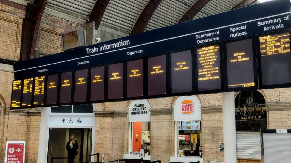 Departures board at York railway station