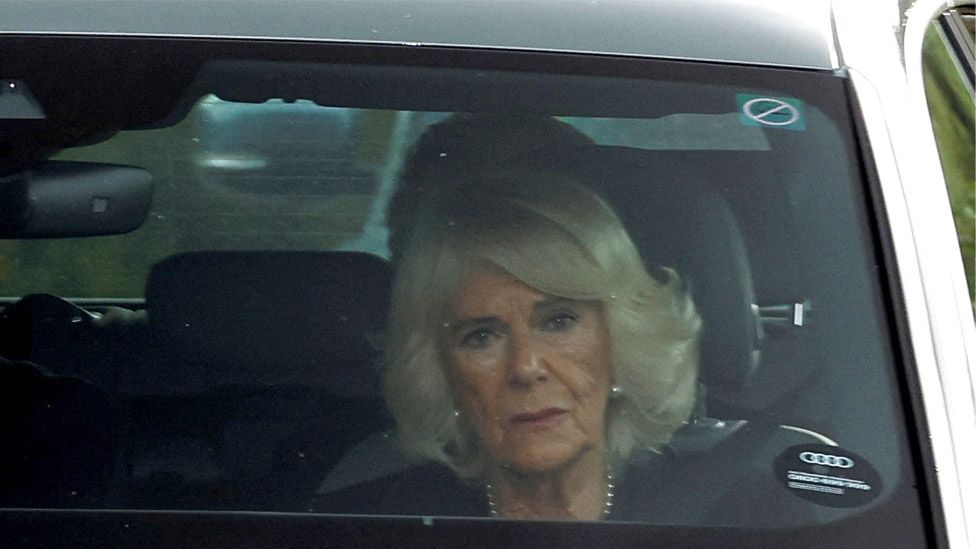 Queen Consort Camilla looking tearful