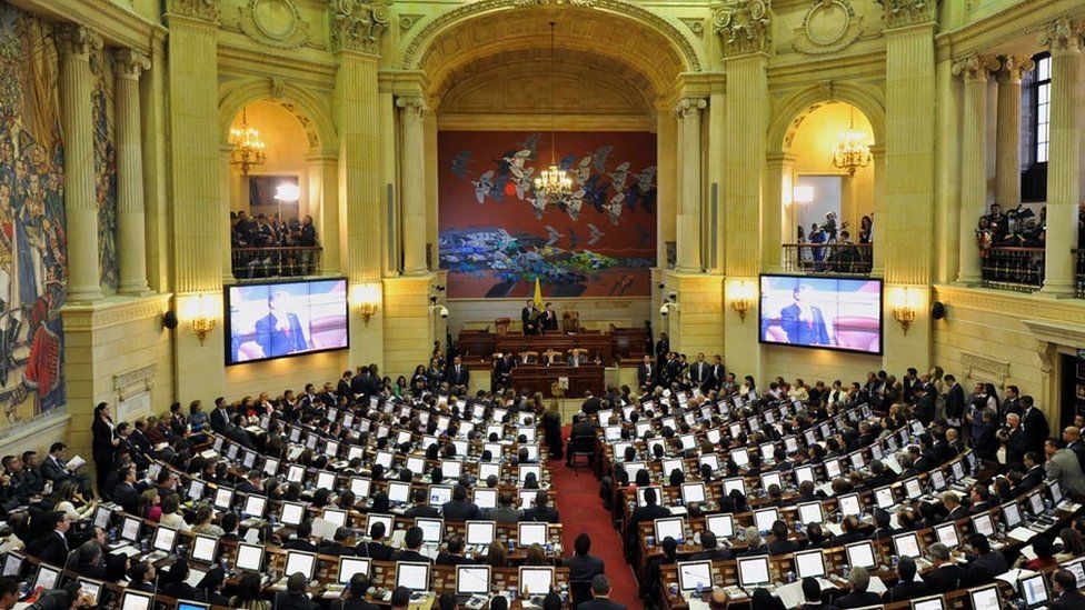 General view during the installation of the new Congress (2014-2018) at the Capitol in Bogota, Colombia, on July 20, 2014.