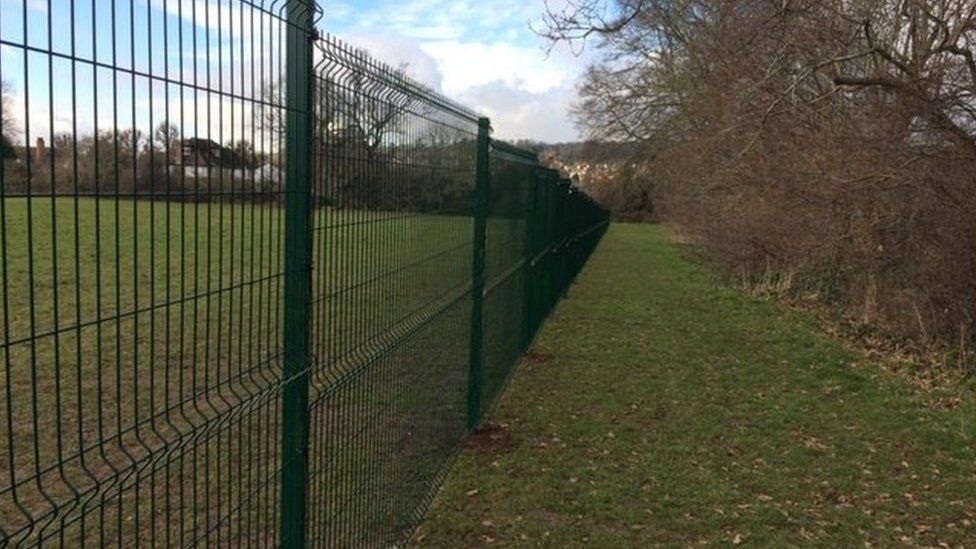 The fence once it's been erected