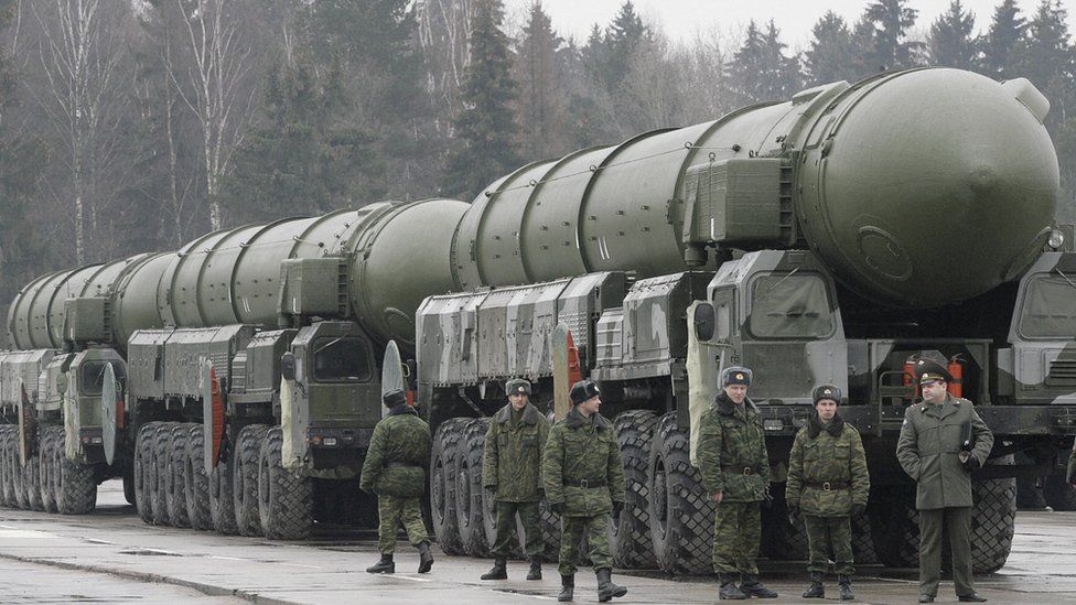 Topol RS-12M long-range nuclear missiles outside Moscow, 2008 file pic
