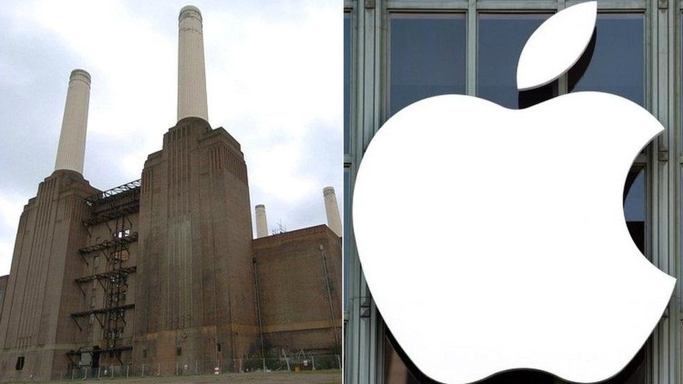 Battersea Power Station and Apple logo