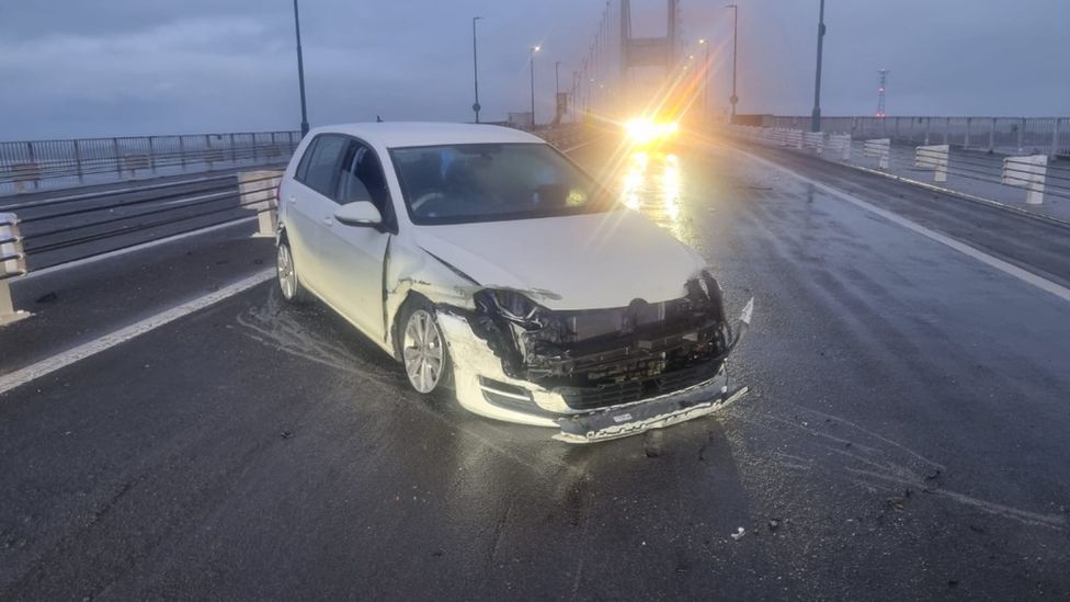 The front view of the car which was involved in the collision