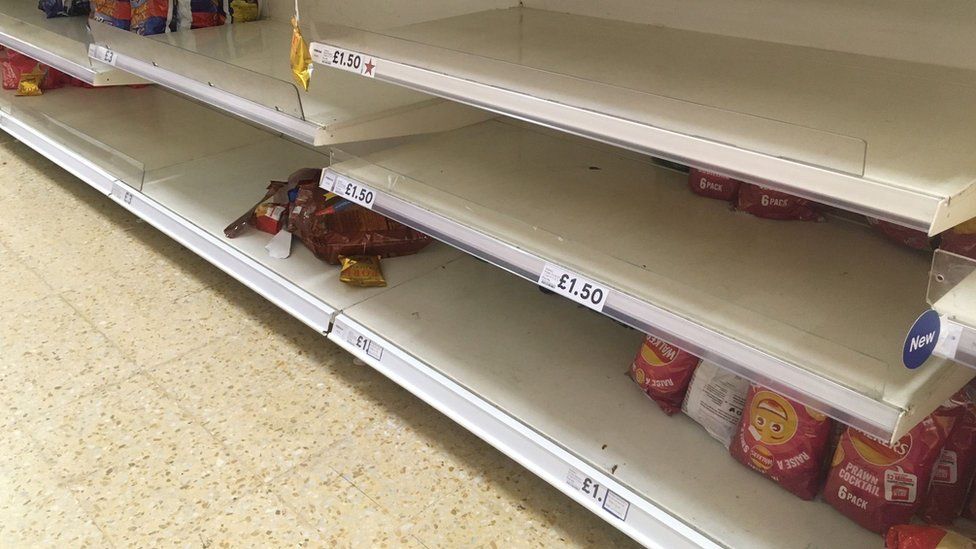 Shelves seen at Tesco in Toton, Nottinghamshire