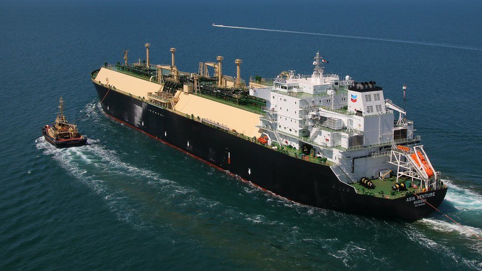 A Chevron Wheatstone LNG cargo ship departs Western Australia for Japan.