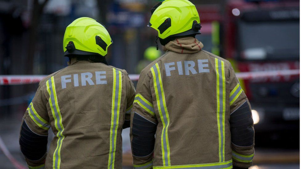 Firefighters attend a fire in premises on the Walworth Road