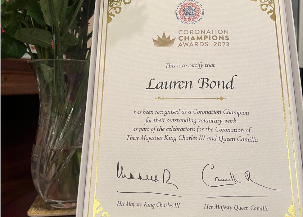 Lauren Bond's certificate