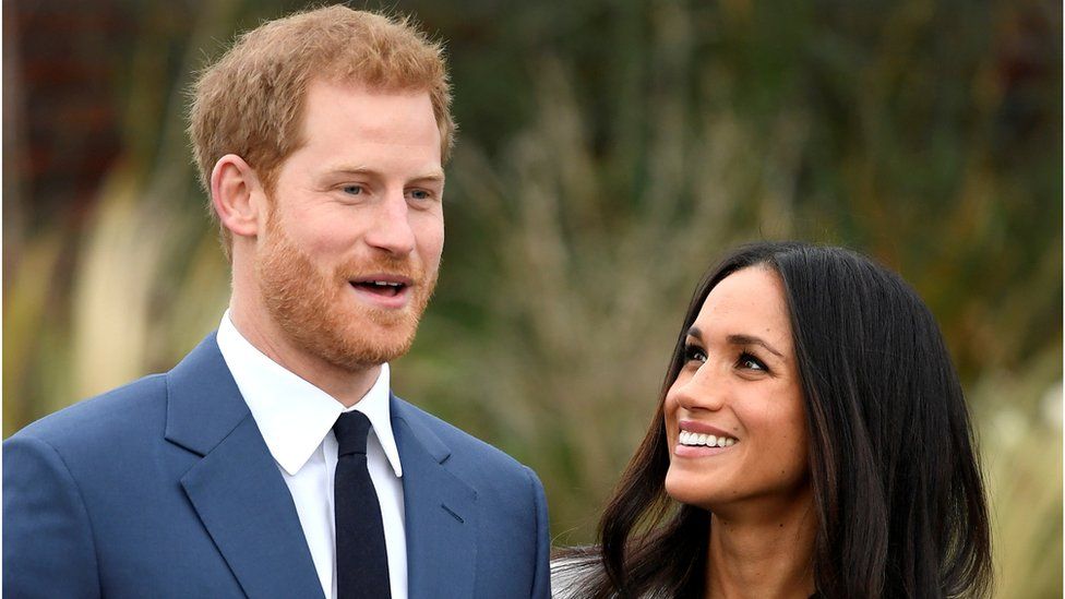Harry and Meghan announcing their engagement