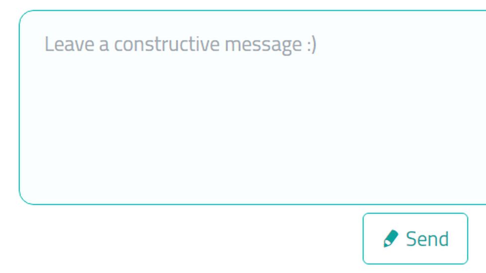Text box which says 'Leave a constructive message :)'