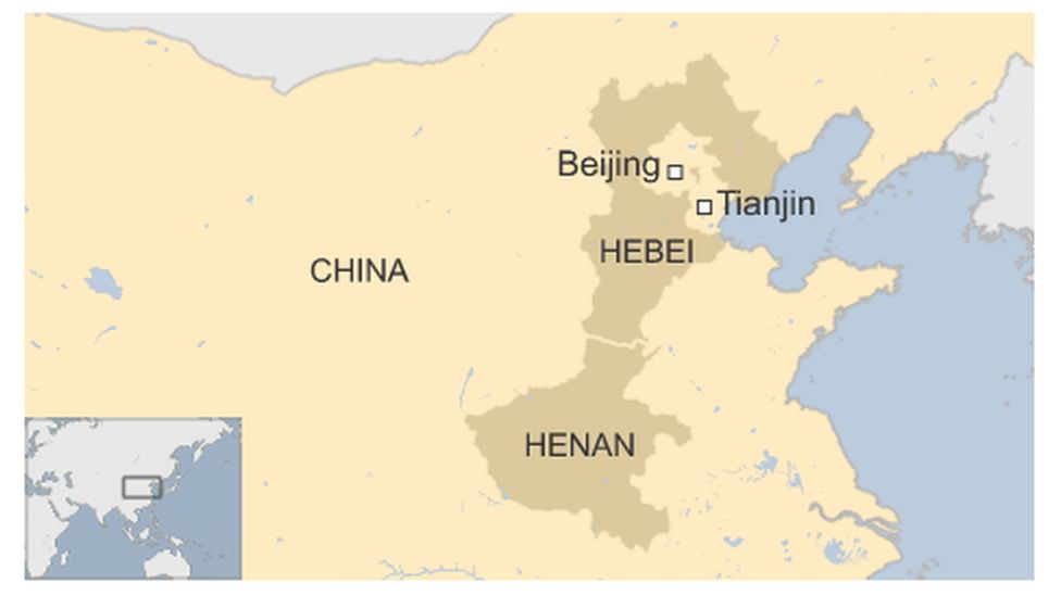 Map of Beijing, Tianjin, Hebei and Henan