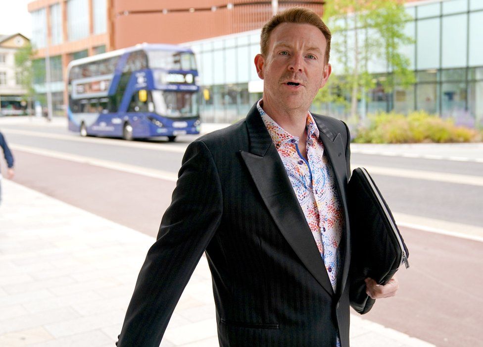 Alex Belfield outside Nottingham Crown Court on 5 July 2022