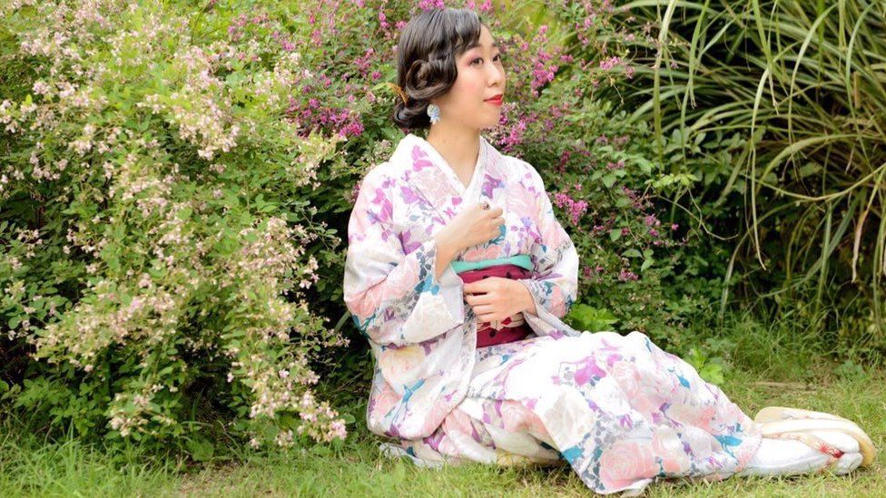 Photo of a woman in a Kimono