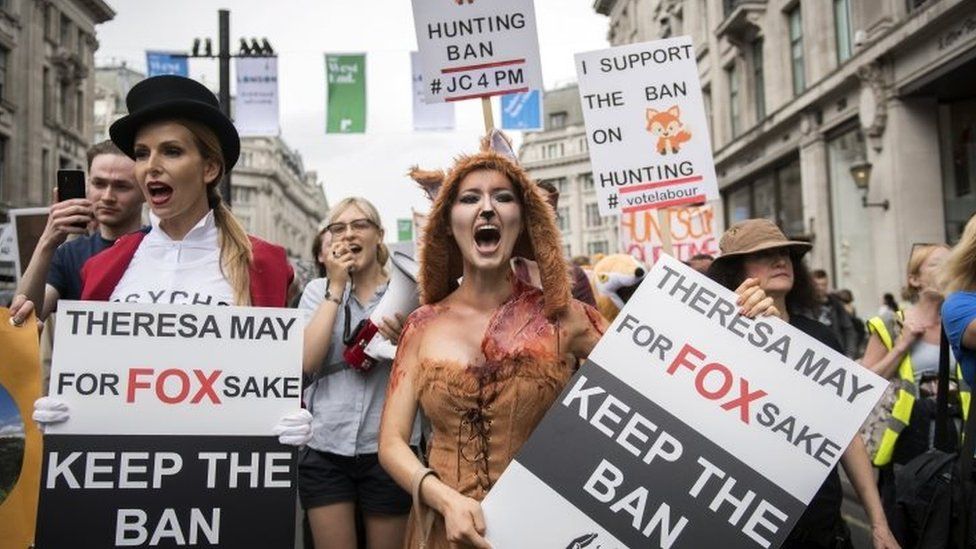 Anti-hunting protesters marched on Downing Street