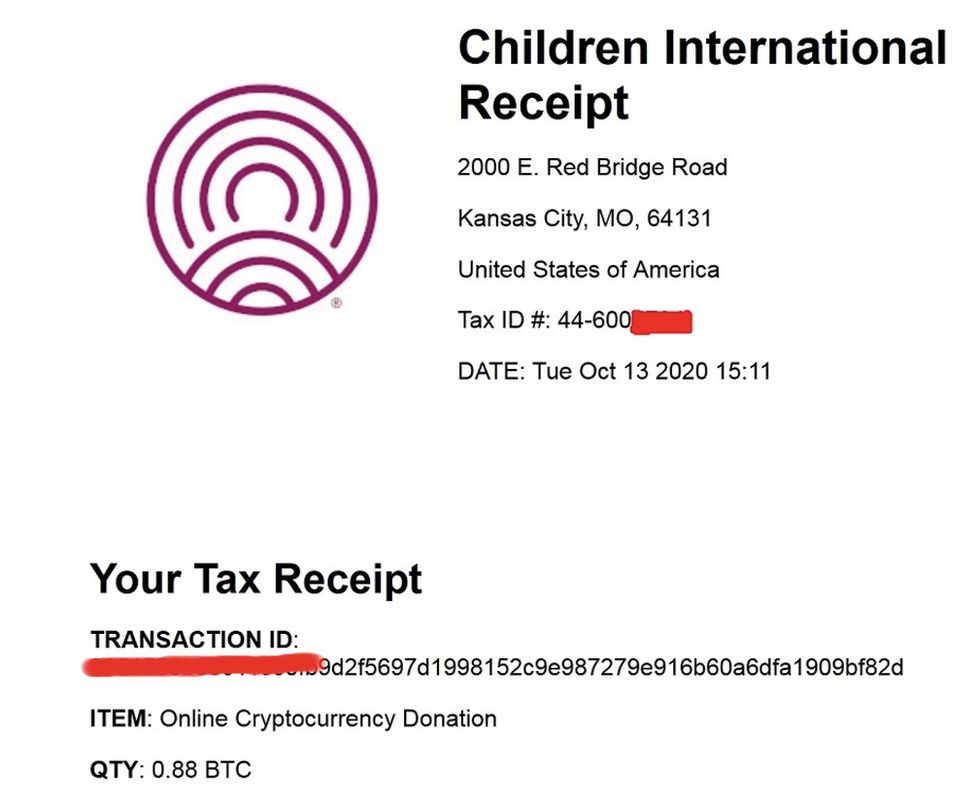 tax recept for hacker donation