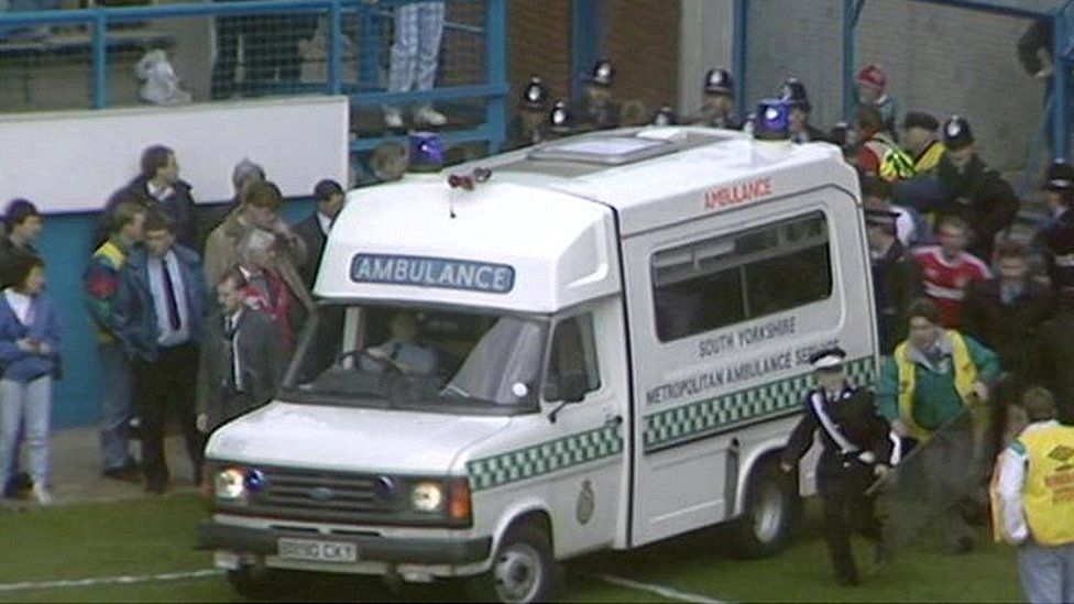 Ambulance drives onto pitch at Hillsborough