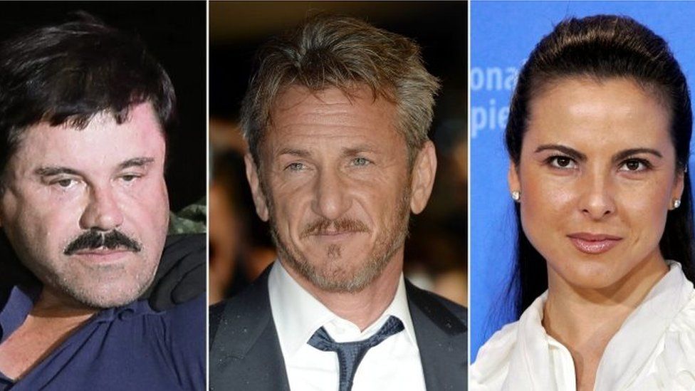 Composite image of three file photos showing (L-R) Joaquin "El Chapo" Guzman in Los Mochis, Mexico, 08 January 2016; US actor Sean Penn in London, Britain, 16 February 2015; and Mexican actress Kate del Castillo in Berlin, Germany, 09 February 2008.