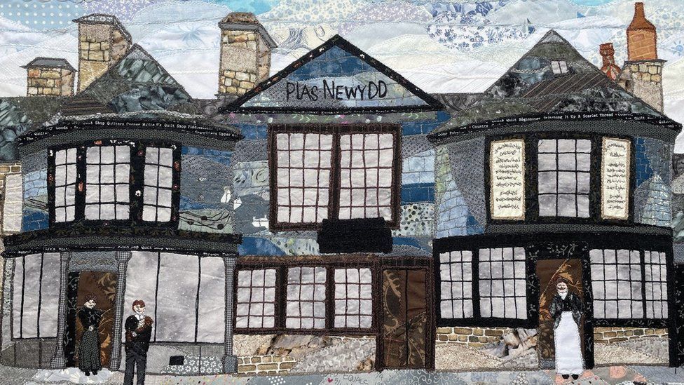 A cloth patchwork image of Plas Newydd