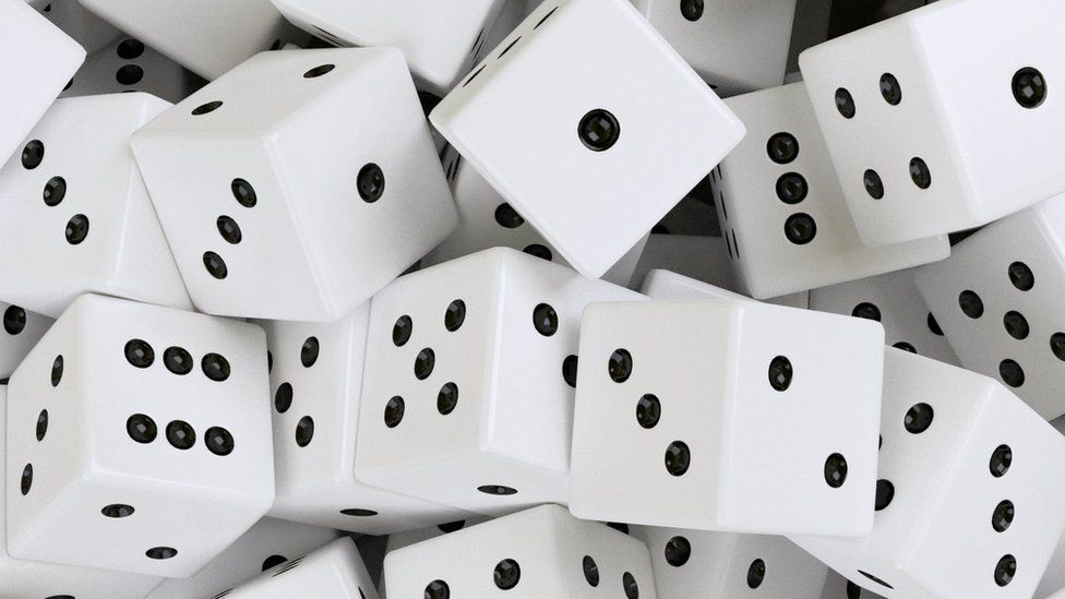 Dice in a pile