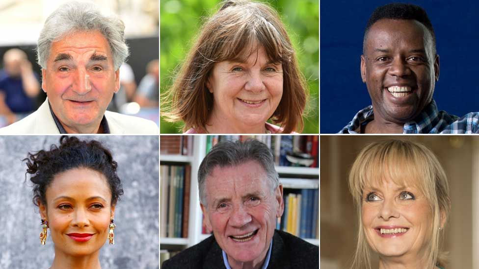 Clockwise from top left: Jim Carter, Julia Donaldson, David Grant, Twiggy, Michael Palin, Thandie Newton