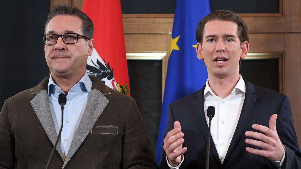 Vice-Chancellor Heinz-Christian Strache (L) and Chancellor Sebastian Kurz, 15 Dec 17