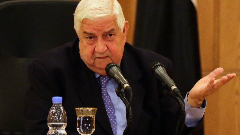 Syrian Foreign Minister Walid Muallem speaks during press conference on 12 March 2016 in the capital Damascus.