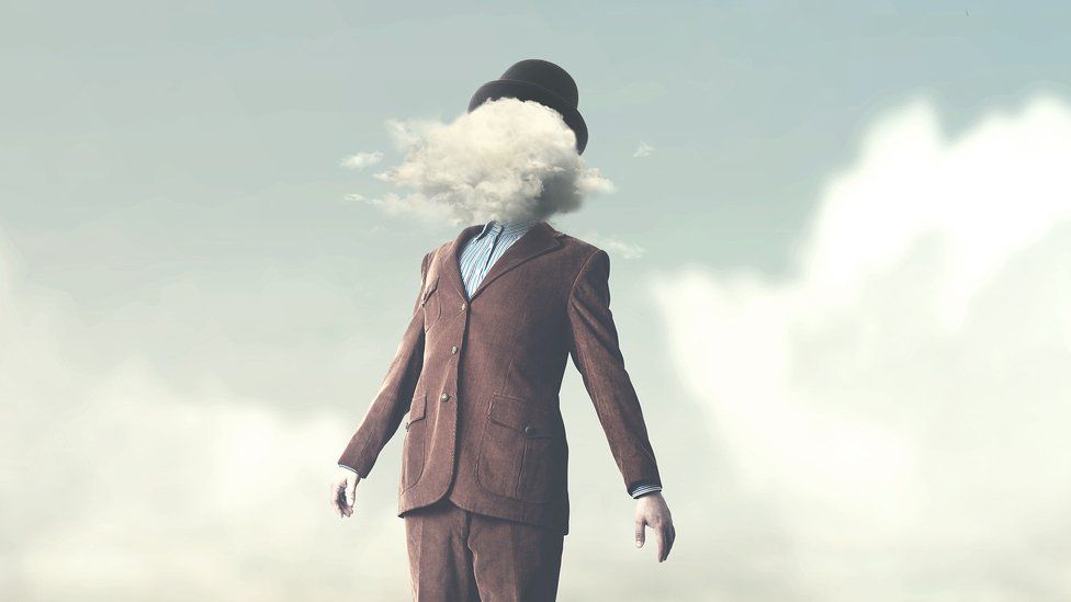 illustration of man in clouds