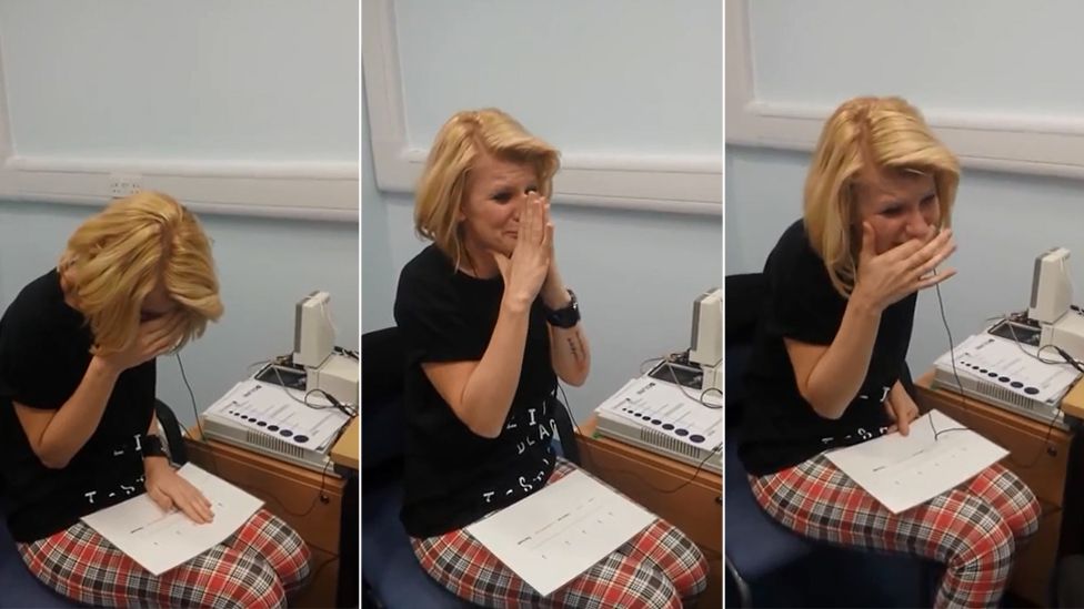 Jo Milne hears for the first time