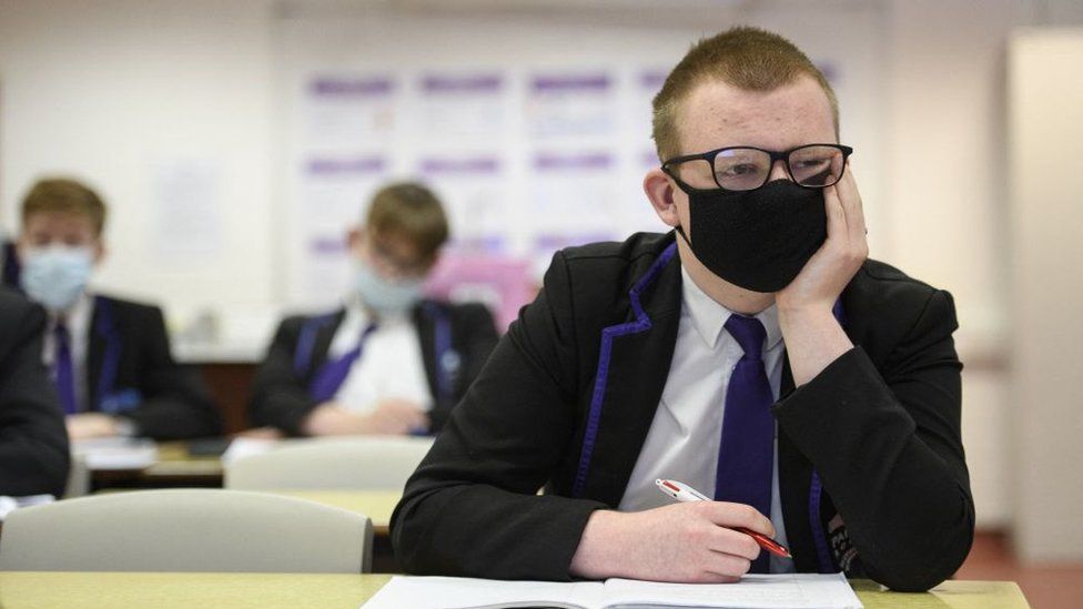 School pupil in mask