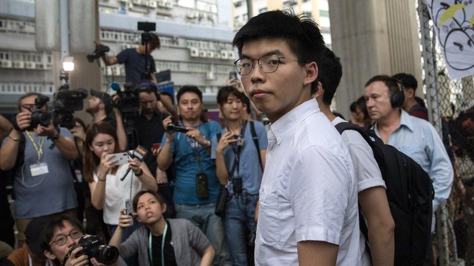 Hong Kong activist Joshua Wong leaves the Lai Chi Kok Correctional Institute