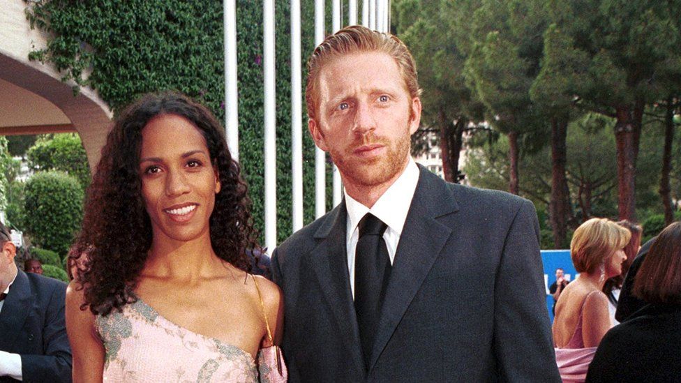 Boris Becker with his then-wife Barbara in Monaco, 2000