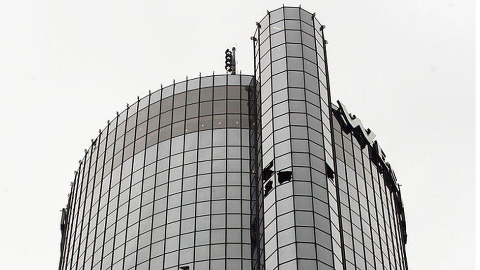 Top of Westin Peachtree Plaza Hotel pictured on 15 March 2008