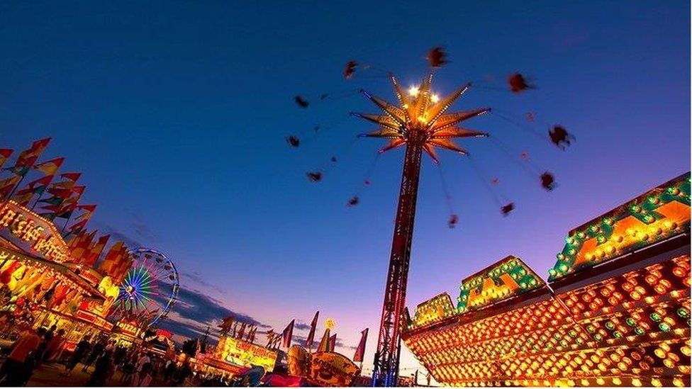 Fairground at night