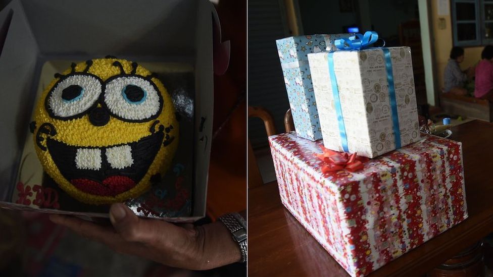 Bolo do Bob Esponja e presentes para jovem tailandês que ficou preso em caverna na Tailândia