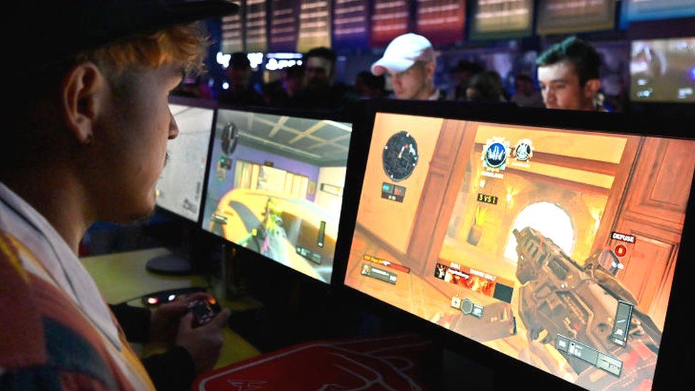 People playing games during the Call of Duty World League Championship 2019 at Pauley Pavilion on August 16, 2019 in Los Angeles, California.