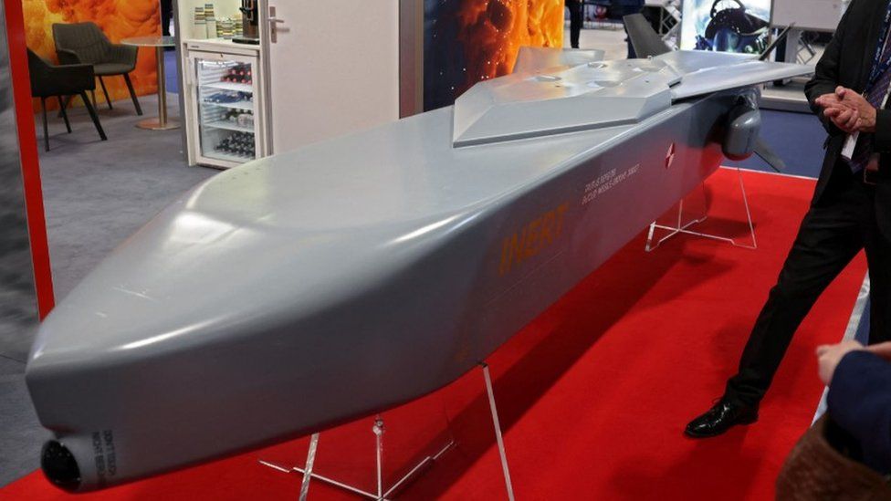 A Taurus missile is displayed at the International Defence and Security fair of Madrid, May 2023