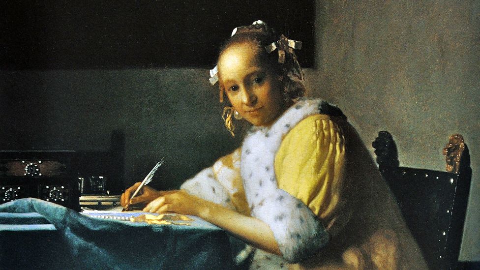 Detail from "A Lady Writing A Letter" by Johannes Vermeer