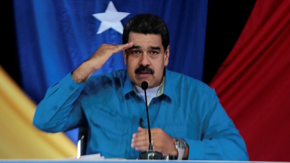 President Nicolas Maduro speaks during his weekly broadcast "Los Domingos con Maduro" (Sundays with Maduro) in Caracas on 30 April, 2017.