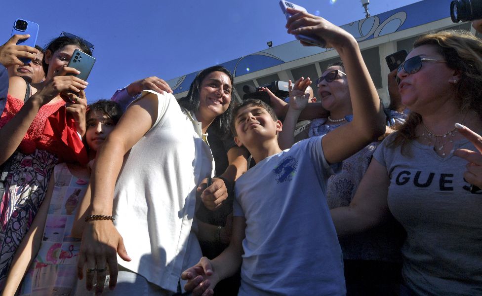 Ons Jabeur with fans in Tunis, Tunisia - Wednesday 13 July 2022