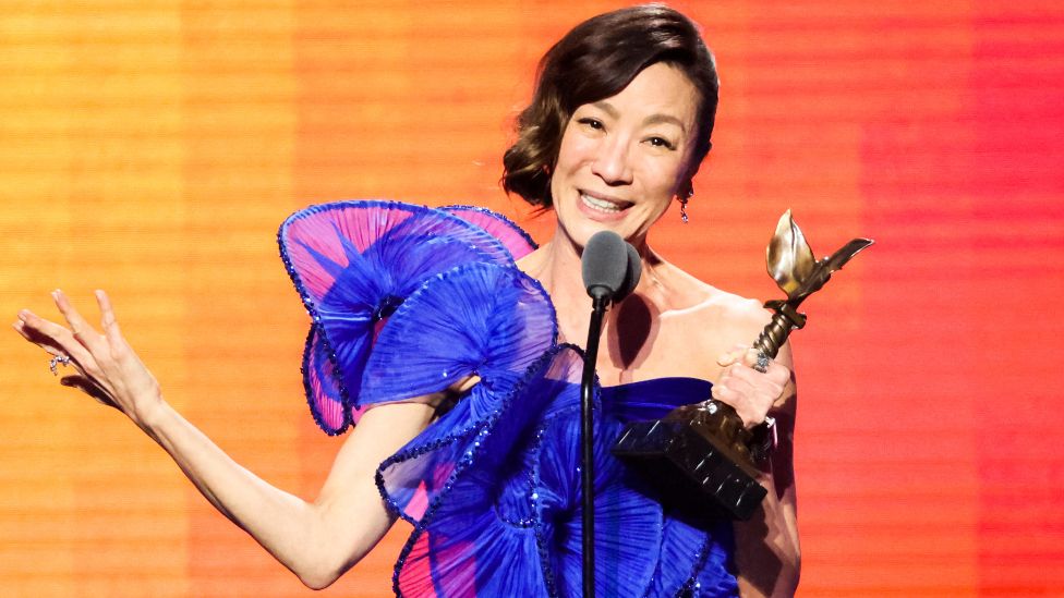 Michelle Yeoh receives the Best Lead Performance award for Everything Everywhere All at Once at the 38th Film Independent Spirit Awards in Santa Monica, California, U.S., March 4, 2023