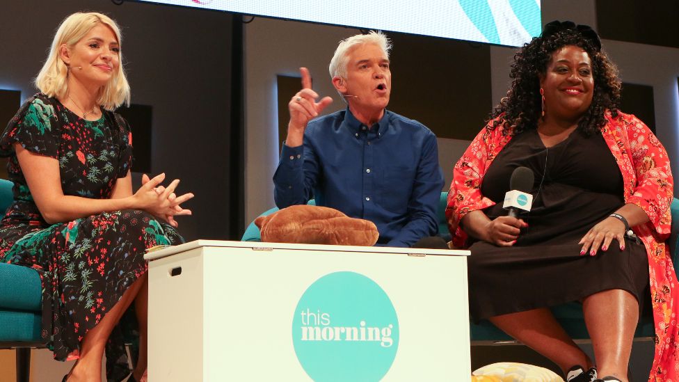 Presenters Holly Willoughby, Phillip Schofield and Alison Hammond at 'This Morning Live', at Birmingham NEC