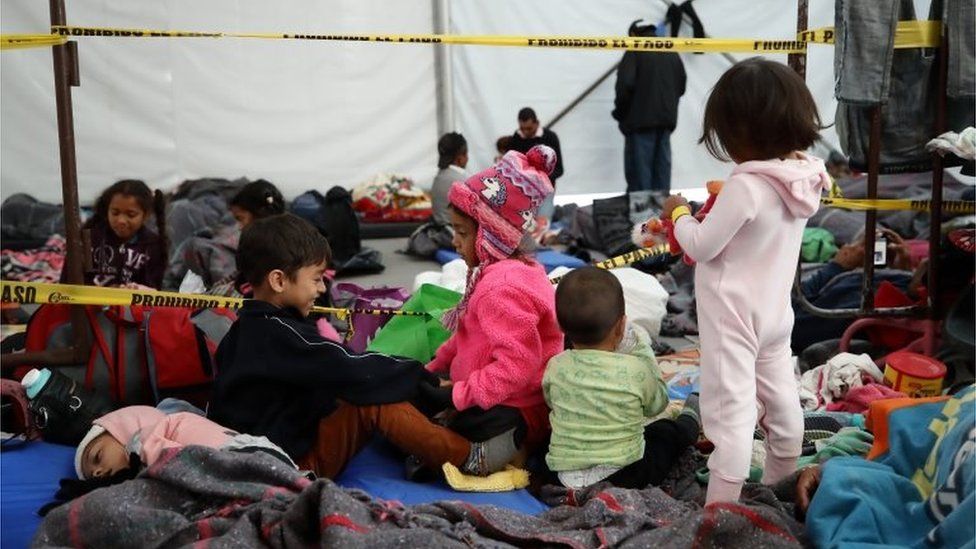 Children rest in the sports stadium-turned-shelter in Mexico City
