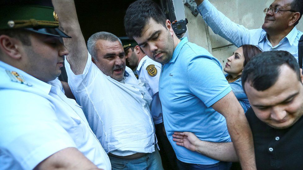 Afgan Mukhtarli in custody in Baku, 31 May 17