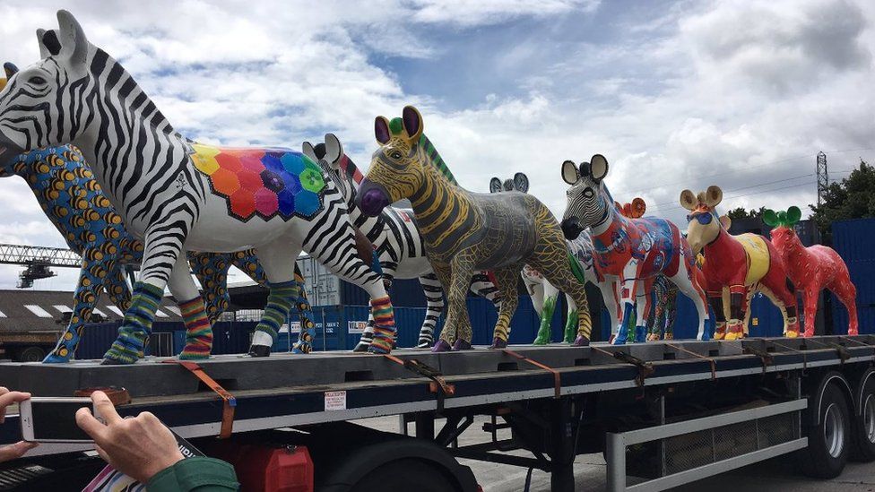 Zebra sculpture parade in Southampton