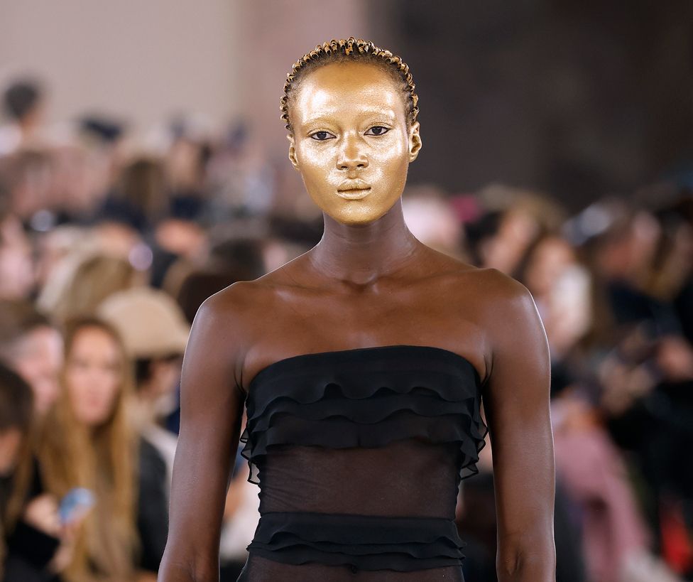 A model walks the runway during the Schiaparelli Haute Couture Spring Summer 2023 show as part of Paris Fashion Week on January 23, 2023 in Paris, France.