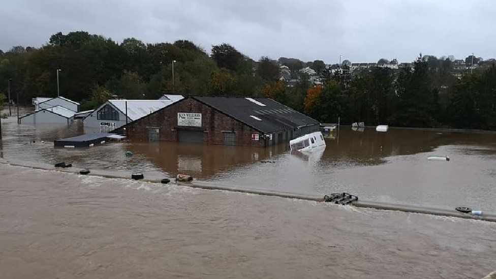 Part of Carmarthen was under water on Saturday
